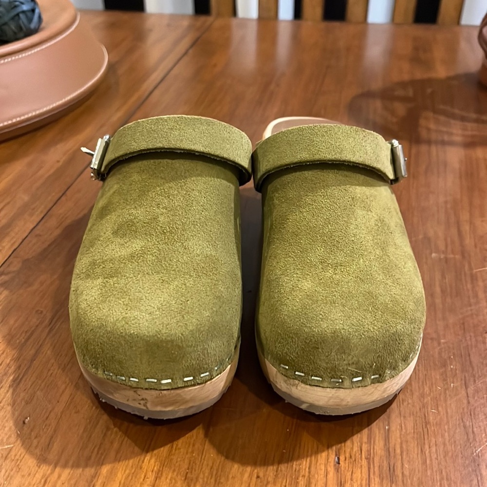 Mia Alma Lug suede Swedish Anatomisk Clogs shoes new women’s size 6 olive - Picture 7 of 15
